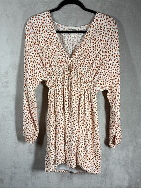 Savanna Jane Spotted Fawn Flowy Top Size S Boho V Neck Animal Print Lightweight